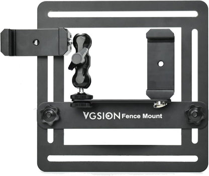 Action Camera/Phone Fence Mount for Baseball/Tennis Game, Angle Adjustable, Dual Clips, Support Power Bank, Compatible with iPhone 15, 14, 13 & Go Pro Hero 13/12/11, Easy Mounting