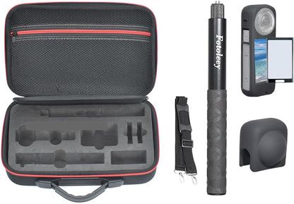 Fotoleey Accessory Kit for Insta360 X4 including Hard Shell Case, Invisible Stick, Lens Cap, Screen Protector