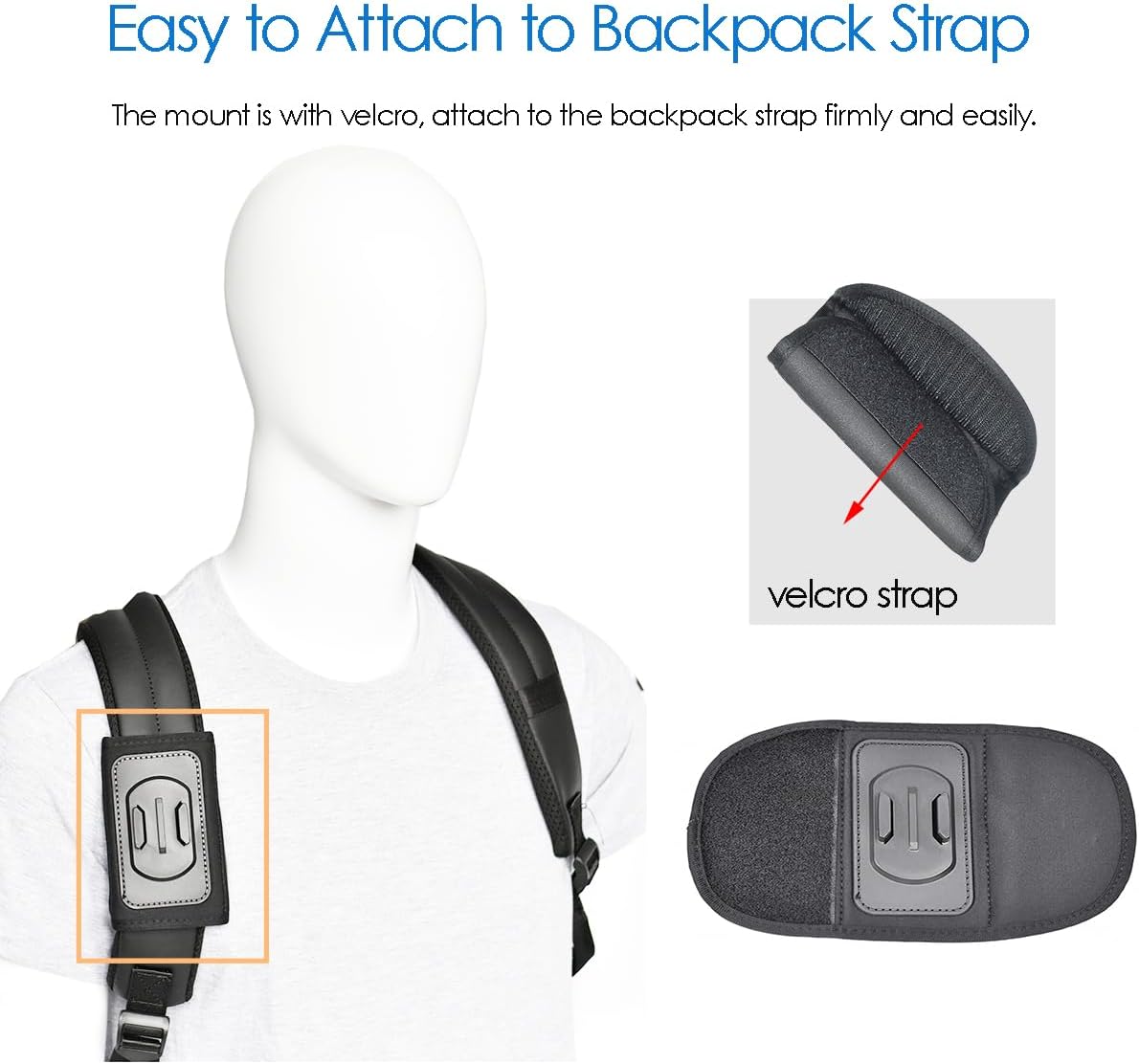 Fotoleey Backpack Mount for DJI Osmo Pocket 3 Compatible with Insta360 X3/X2/Ace Pro/Ace, GoPro Hero 12/11/10/9/8 Adjustable