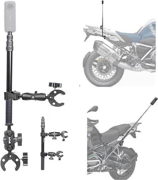 Fotoleey 360 Camera Motorcycle kit with Invisible Stick- Motorcycle Bike Handlebar Clamp Mount for Insta360 X4, X3, X2, GoPro Hero 12, Hero 11- Action Camera Motorcycle Mount Bike Mount Kit
