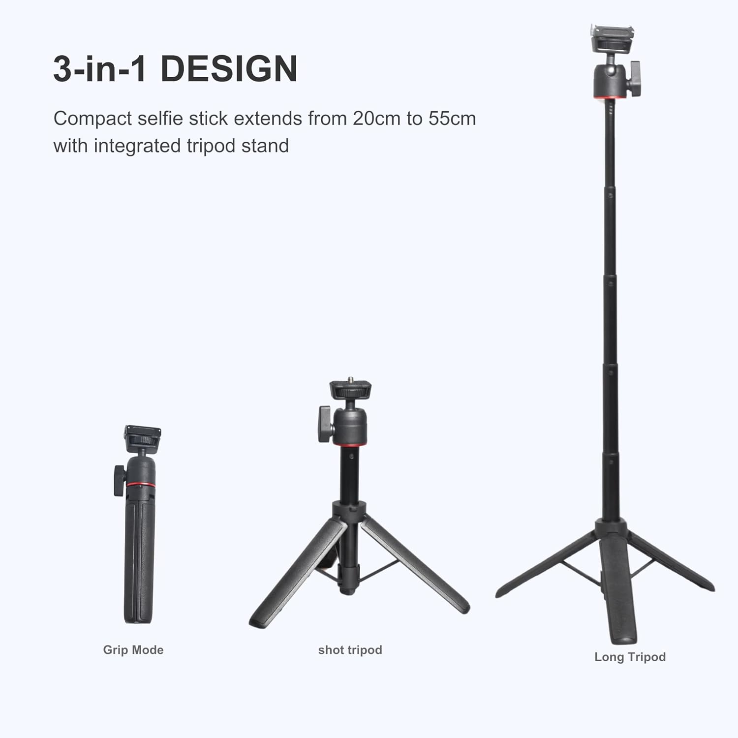 Fotoleey Mini Tripod Stand for DJI Osmo Action 5/4, 20-55cm Extendable Holder with Ball Head Mount Compatible with Insta360, Go Pro, Vlogging Live Streaming Camera Stand