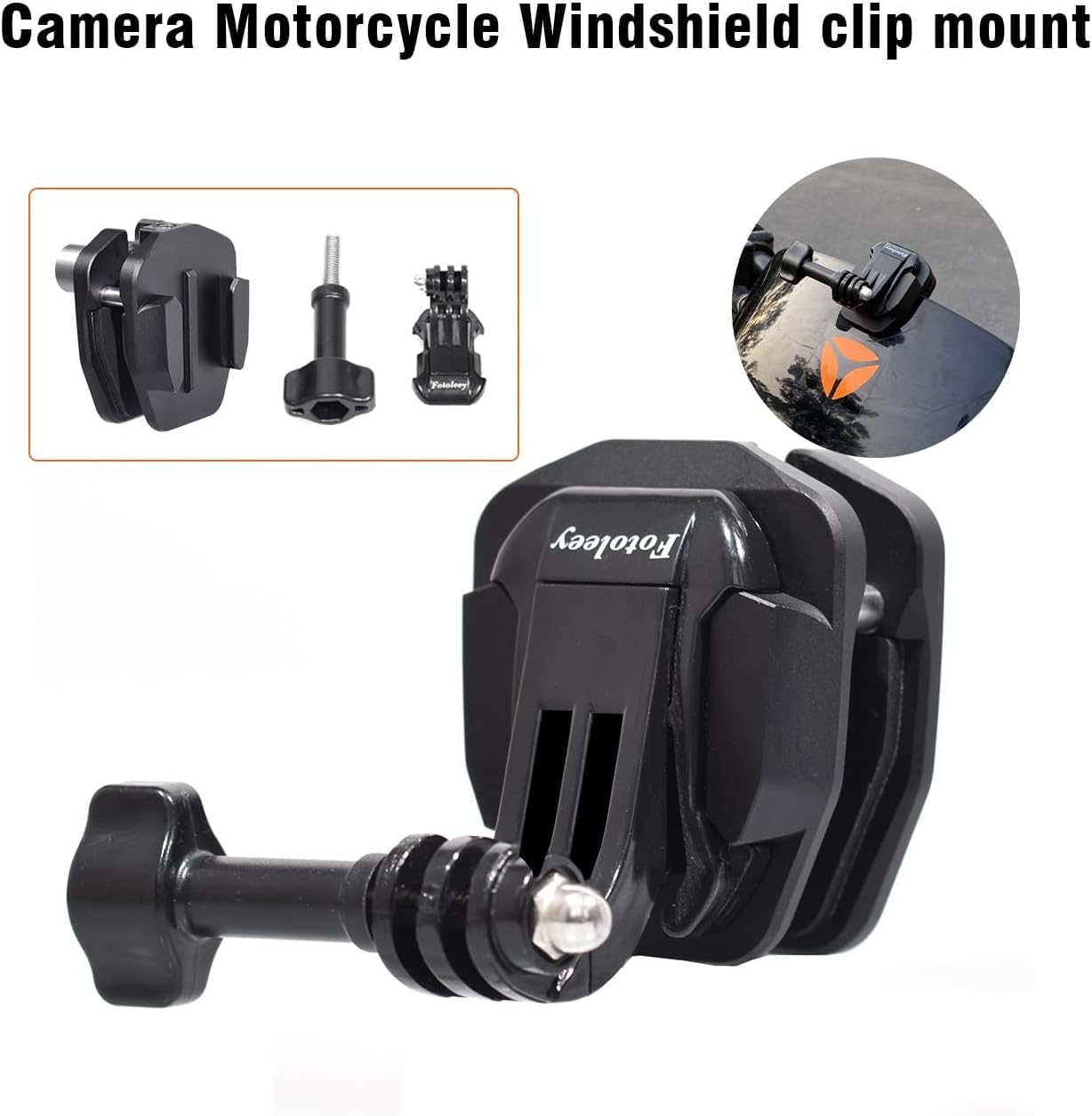 Fotoleey Camera Motorcycle Mount Compatible with Insta360 X4, X3, X2, One RS, Ace Pro, GoPro Hero 12 Motorbike Windshield Camera Mount