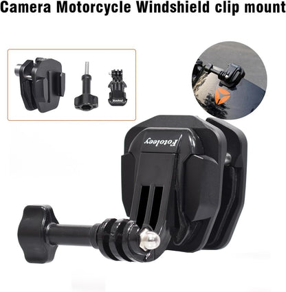 Fotoleey Camera Motorcycle Mount Compatible with Insta360 X4, X3, X2, One RS, Ace Pro, GoPro Hero 12 Motorbike Windshield Camera Mount