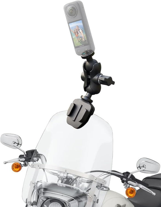Fotoleey Camera Motorcycle Mount Compatible with Insta360 X4, X3, X2, One RS, Ace Pro, GoPro Hero 12 Motorbike Windshield Camera Mount