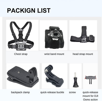 Accessory Kit for DJI Osmo Action: Camera Chest Strap, Camera Head Mount, Camera Wrist Mount, Camera Backpack Clip Mount , J-Type Quick-Release Mount, Compatible with DJI Osmo Action 5 Pro, Action 4