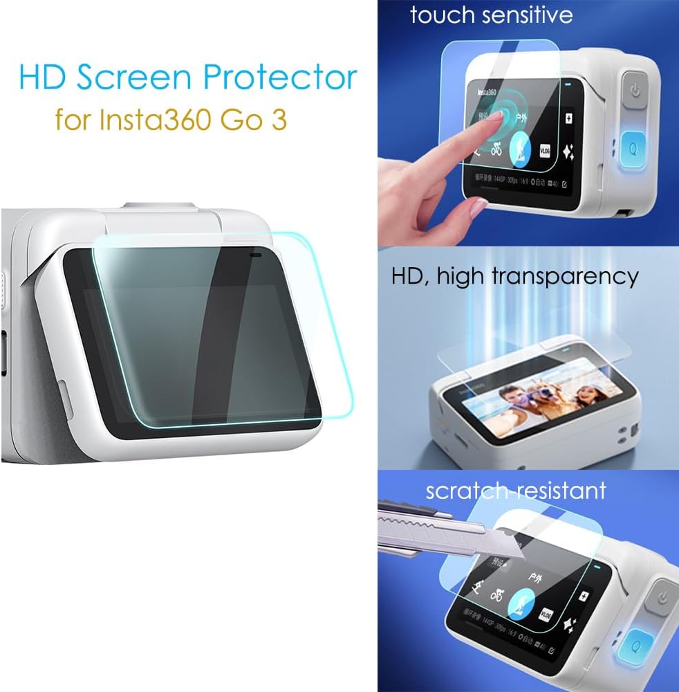 Fotoleey Tempered Screen Protector Lens Protector for Insta360 GO 3
