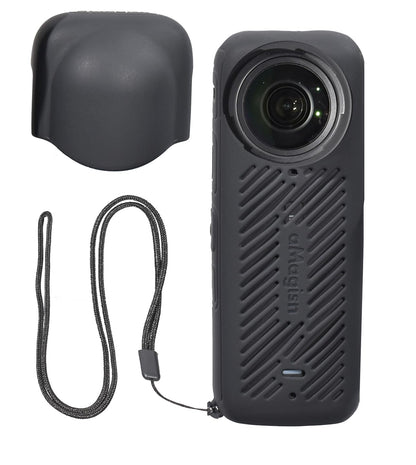 Fotoleey X4 Accessory Kit- Silicone Case, Lens Cover and Tempered Screen Protector for Insta360 X4 black