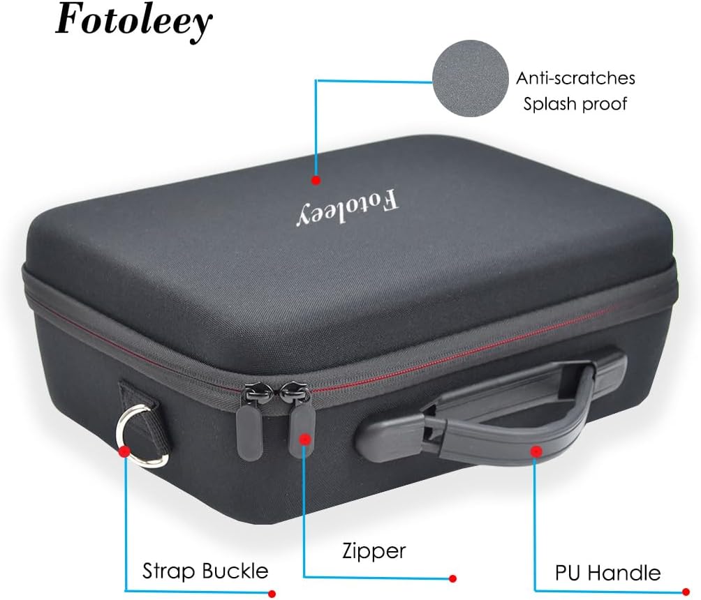 Fotoleey Travel Case for Insta360 X4, Hard Shell,Fits Waterproof Case & Selfie Stick, Includes Shoulder Strap, Handle & Pocket, Made of EVA Material, Good Protection