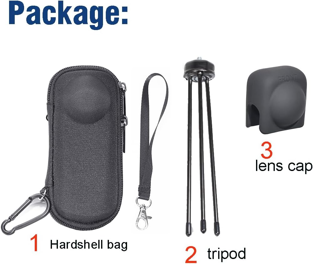 Fotoleey Accessory kit for Insta360 X4, Hard Shell Case for insta360 X4, including Lens Cap, Tripod, Screen Protector for Insta360 X4