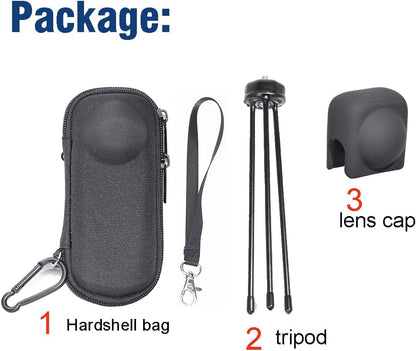 Fotoleey Accessory kit for Insta360 X4, Hard Shell Case for insta360 X4, including Lens Cap, Tripod, Screen Protector for Insta360 X4