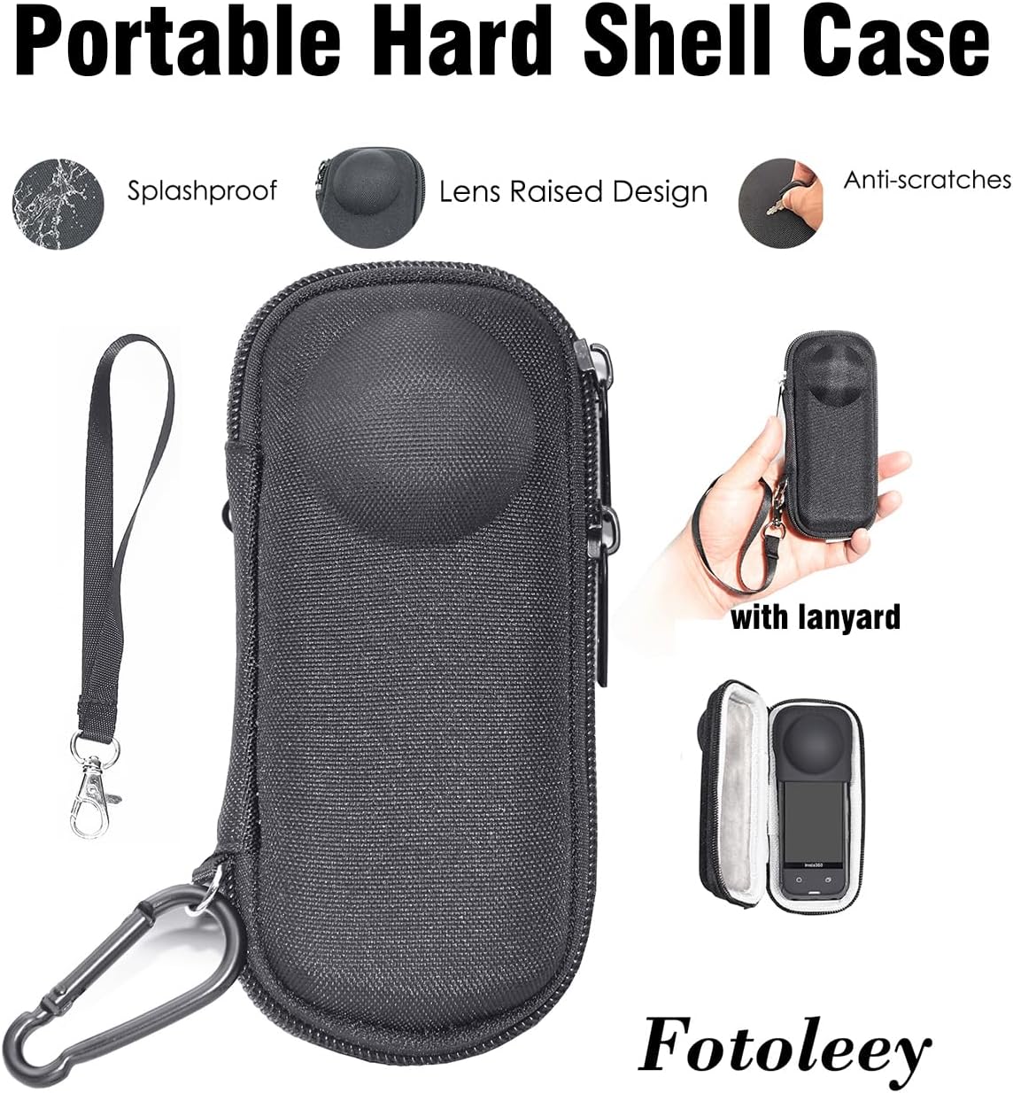 Fotoleey Accessory kit for Insta360 X4, Hard Shell Case for insta360 X4, including Lens Cap, Tripod, Screen Protector for Insta360 X4
