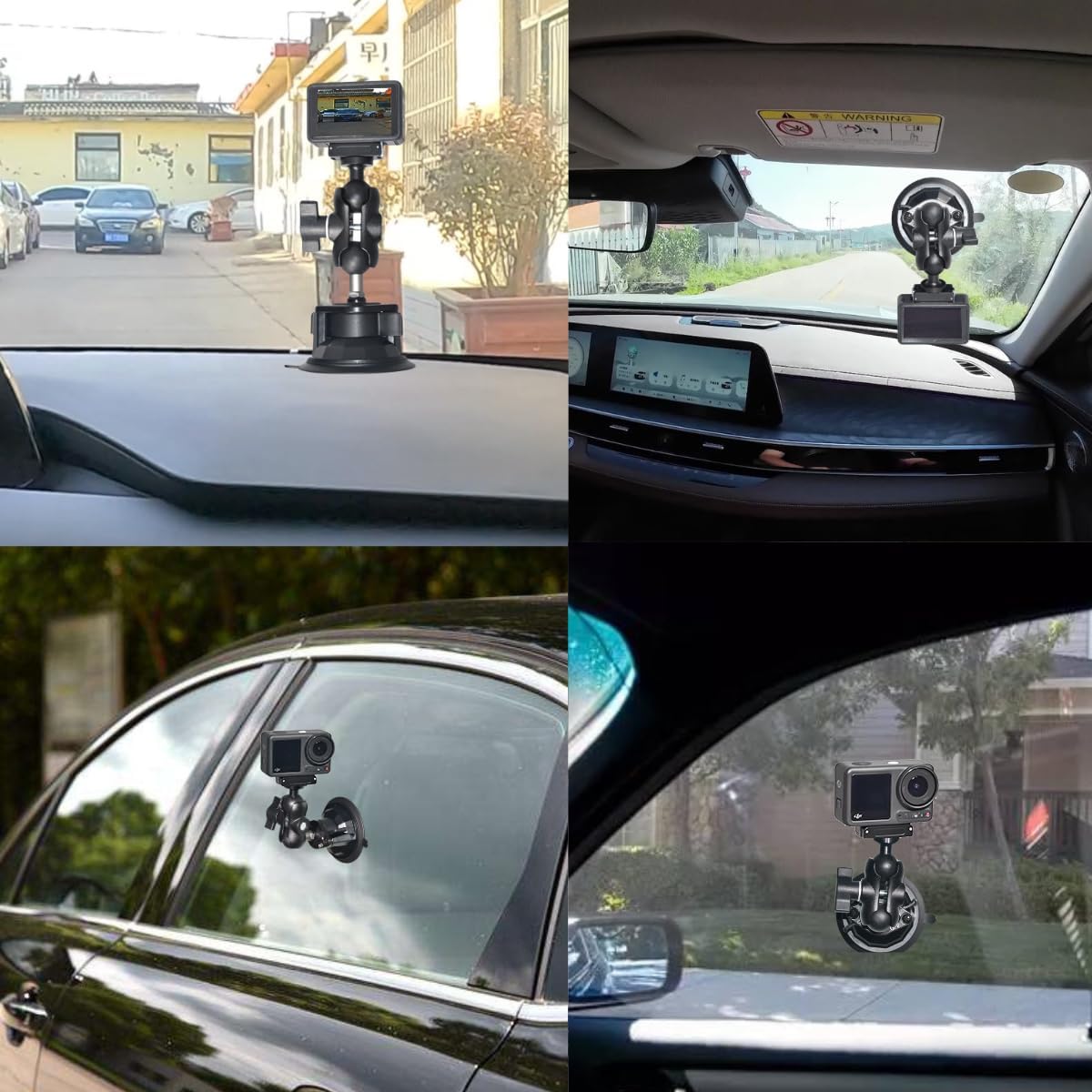Fotoleey Suction Cup Mount for Osmo Action 5, Insta360 X4, X3 - Compatible with Action Cameras, Dash Cams, and Smartphones