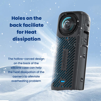 Fotoleey X4 Accessory Kit- Silicone Case, Lens Cover and Tempered Screen Protector for Insta360 X4 black