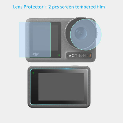 Hard Shell Carrying Case for DJI Osmo Action 4 - Includes Screen Protectors & Helmet Adhesive Mount