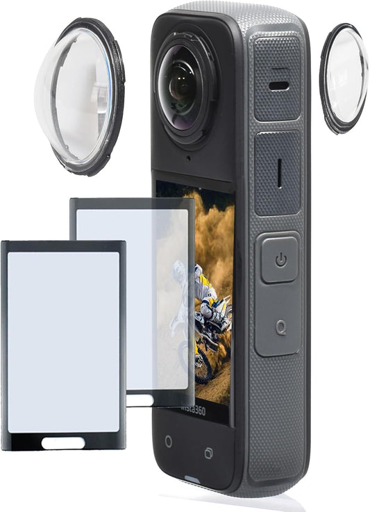 Fotoleey Glass Lens Guard for Insta360 X4 Including HD Screen Protector, Tempered Film, 9H Hardness