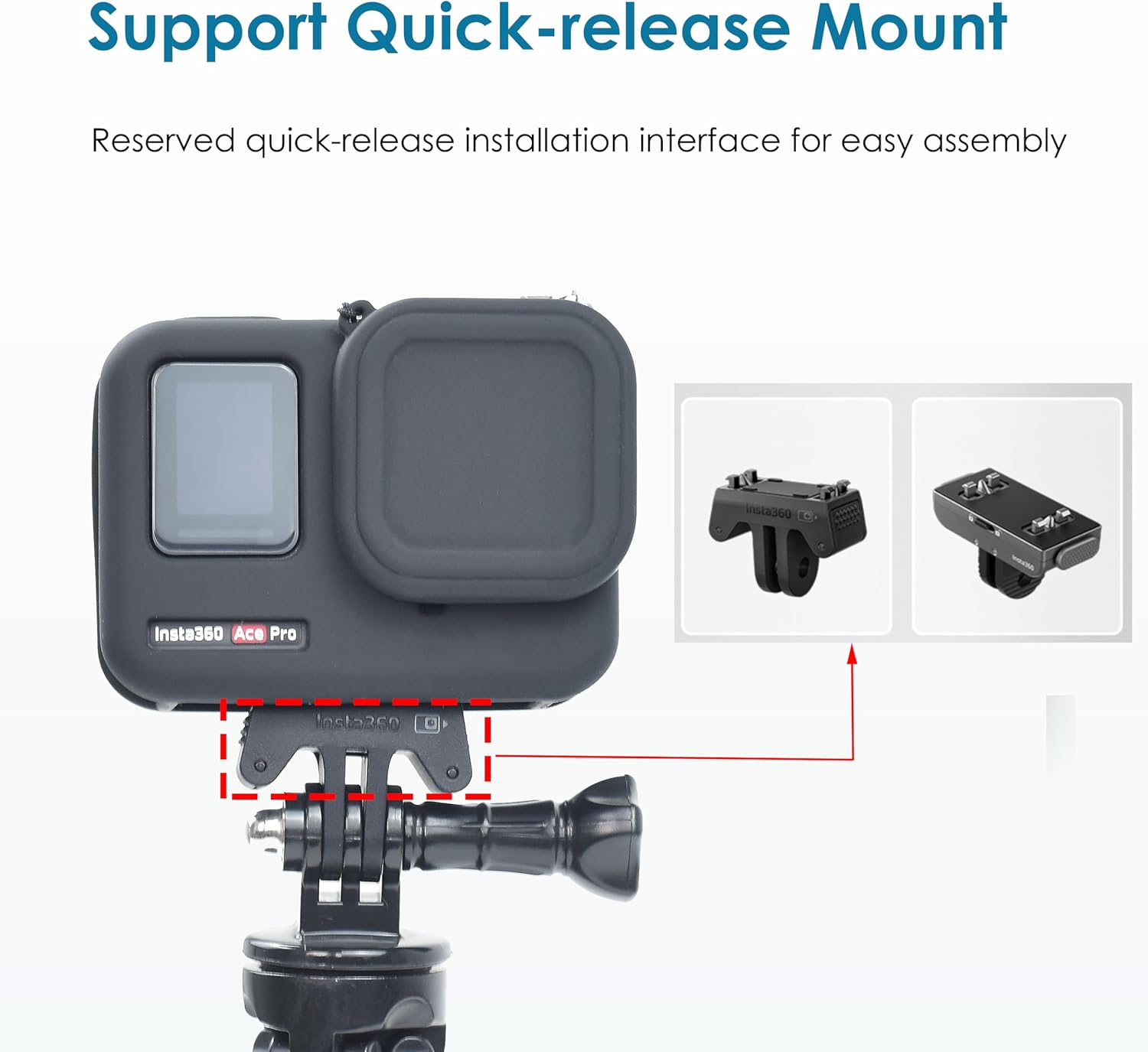 Fotoleey Silicone Case Screen Protector Lens Protector and Lens Cap for Insta360 ace pro