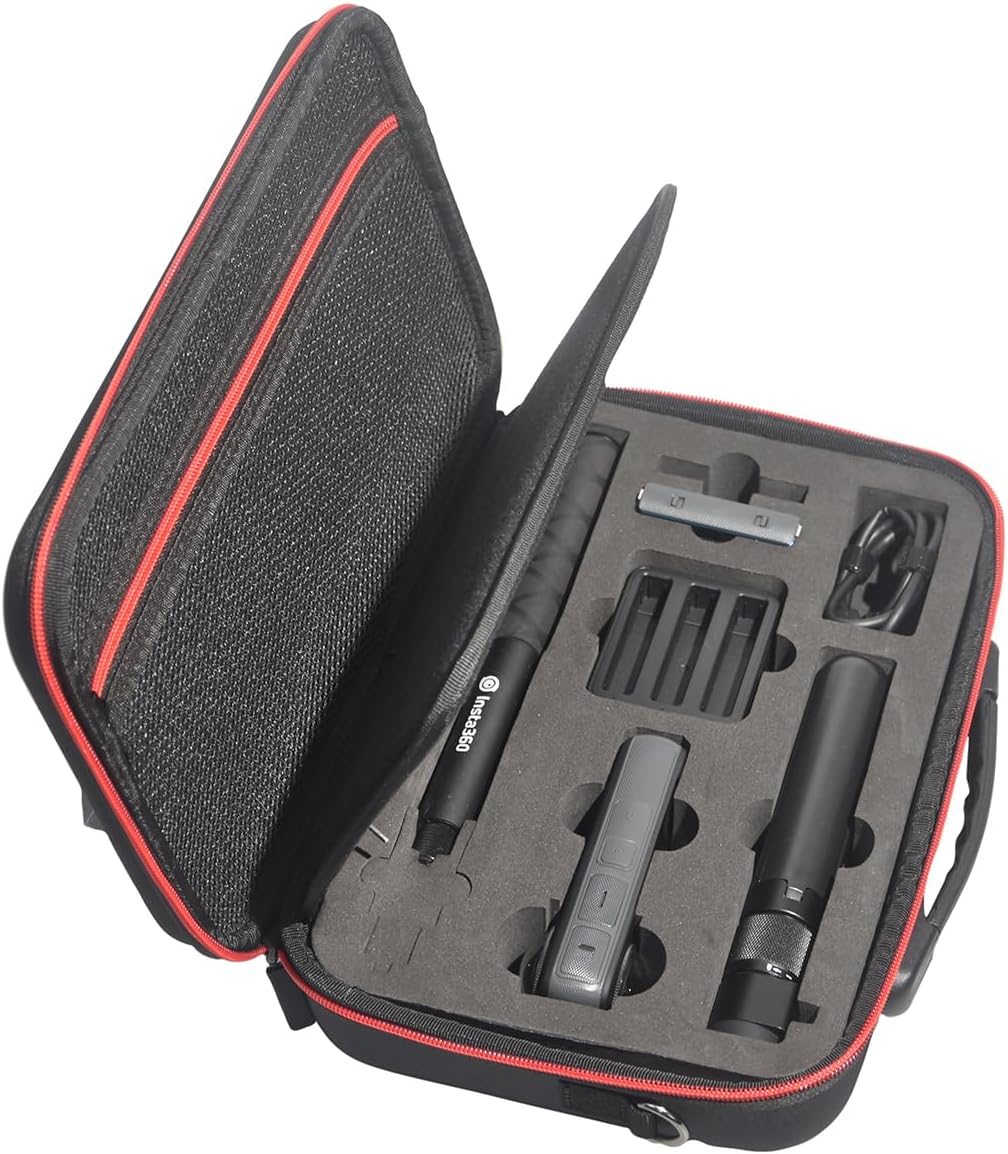 Fotoleey Insta360 X4 Travel Case, Hard Shell Camera-cases with Customized Protective Interior, Weatherproof Exterior, Shoulder Strap & Handle