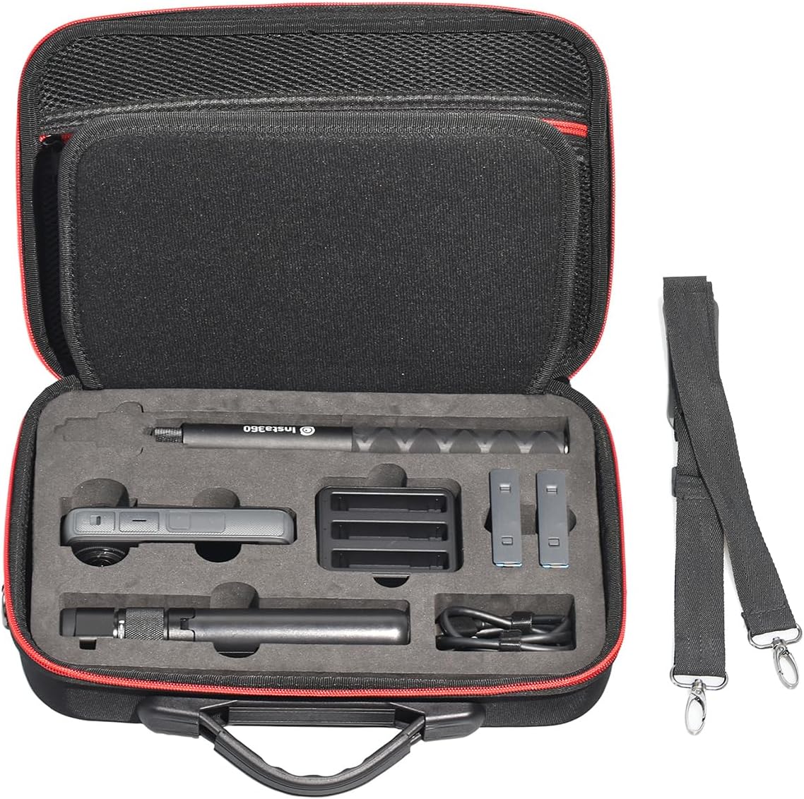 Fotoleey Insta360 X4 Travel Case, Hard Shell Camera-cases with Customized Protective Interior, Weatherproof Exterior, Shoulder Strap & Handle