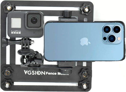 Camera Baseball Fence Mount for GoPro Hero 13, Mevo Start, Action Camera, Cell Phone, Ajustable, Secure Attachment,Support Recording While Charging Compatible with Insta360 X4, iPhone