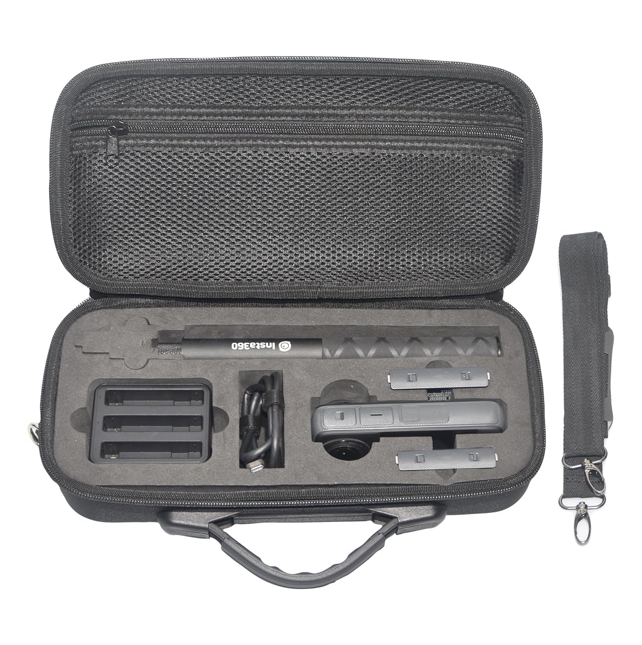 Fotoleey Carry Case for Insta360 X4 with Shoulder Strap, Handle, Nylon & EVA Material Hard Shell