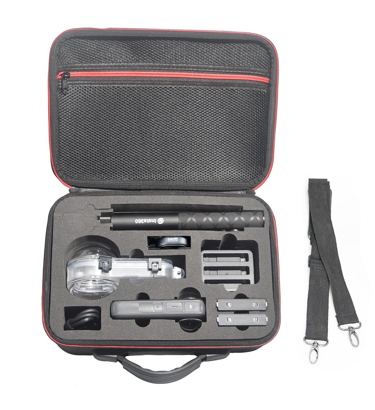 Fotoleey Carrying Case for Insta360 X4 Camera Fits Waterproof Case and Selfie Stick, with Should Strap & Handle & Pocket, EVA Material