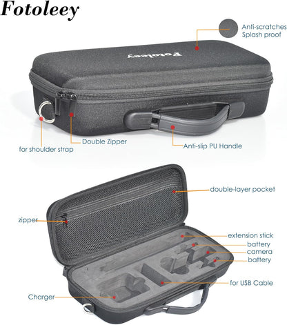 Fotoleey Carry Case for Insta360 X4 - Shell Protective Case with Shoulder Strap - Durable Nylon EVA Camera Bag