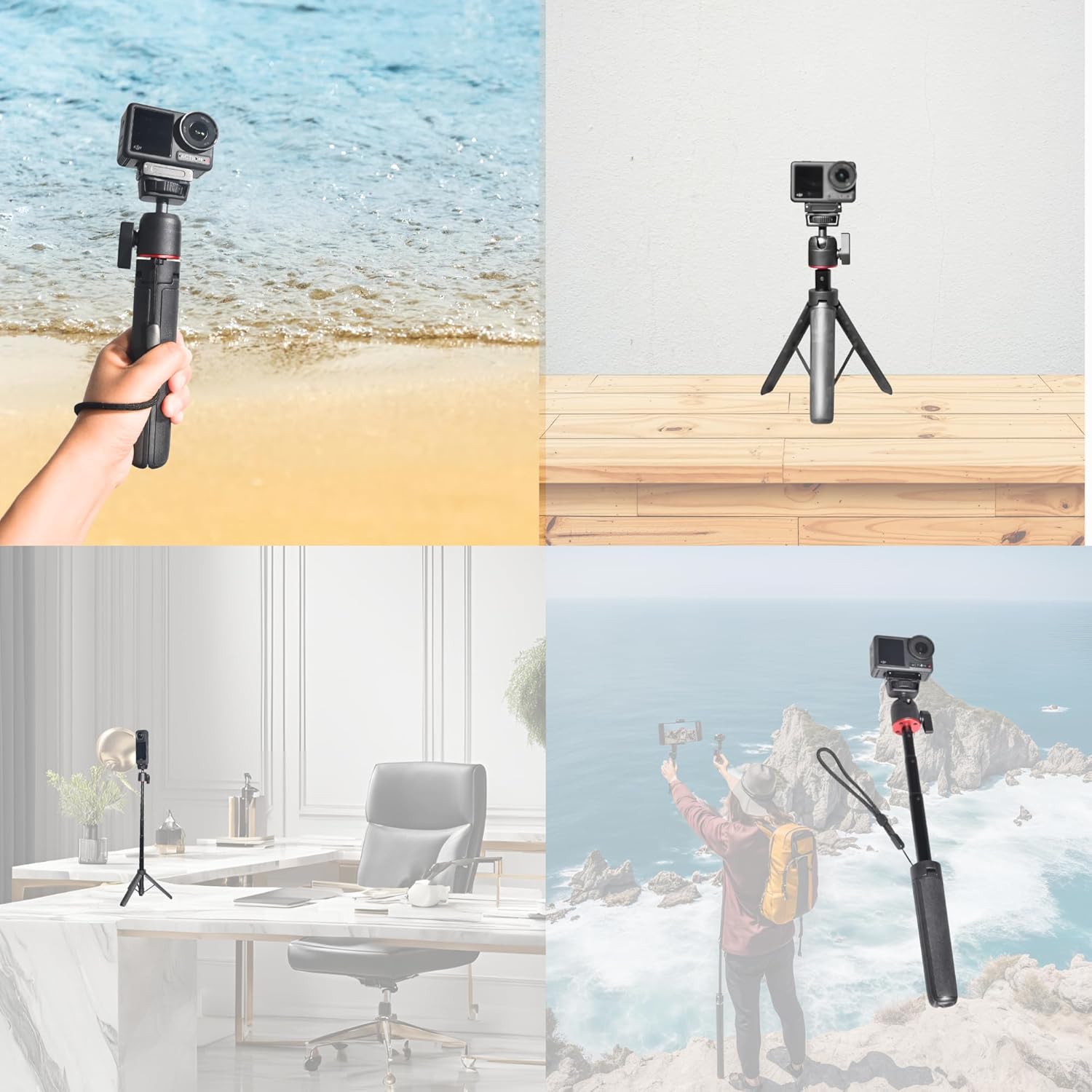 Fotoleey Mini Tripod Stand for DJI Osmo Action 5/4, 20-55cm Extendable Holder with Ball Head Mount Compatible with Insta360, Go Pro, Vlogging Live Streaming Camera Stand