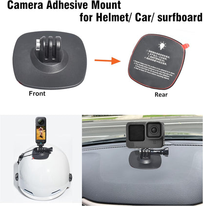 Fotoleey Flexible Adhesive Mount for Insta360 X4, X3, X2, One RS- Camera Helmet Mount with Tether Straps with Adhesive Buckle
