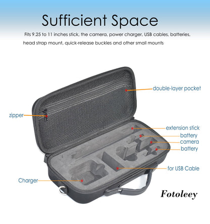 Fotoleey Carry Case for Insta360 X4 with Shoulder Strap, Handle, Nylon & EVA Material Hard Shell